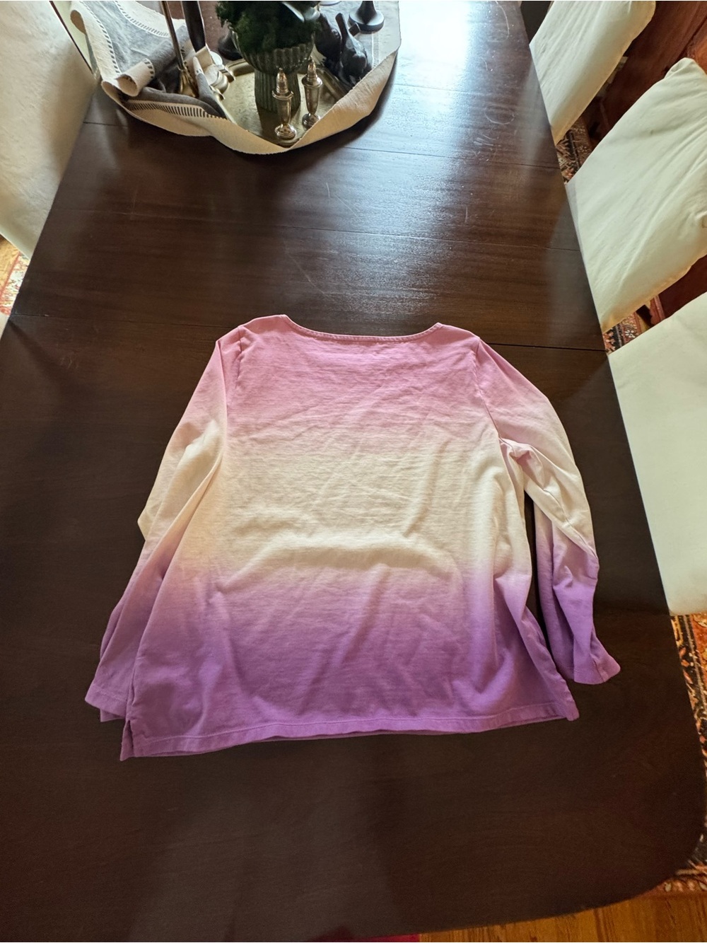 Talbots Ombre Long Sleeve Tee in Pink & Purple Fade -100% cotton - Picture 7 of 7
